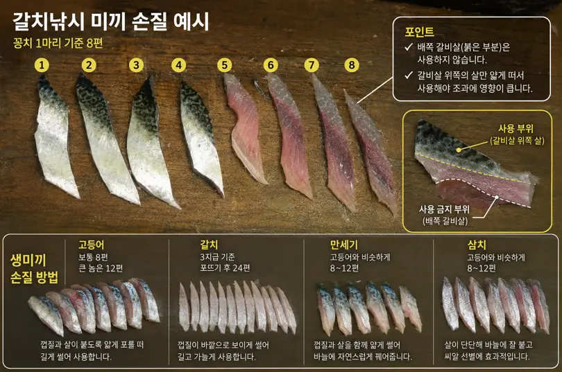 갈치낚시용 꽁치·고등어·갈치·만새기·삼치 미끼 손질 방법